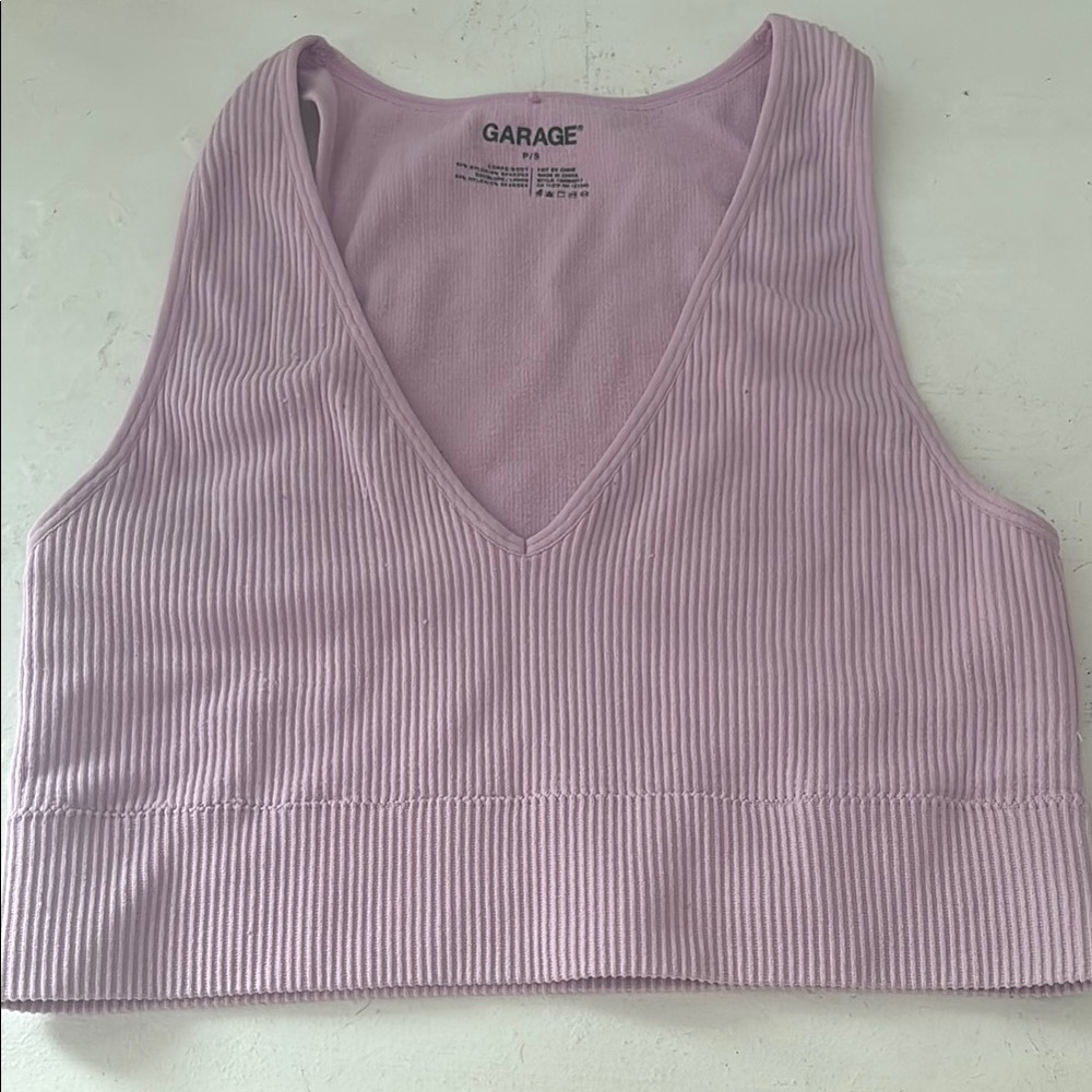 Garage Purple Ribbed Sleeveless Crop Tank Top